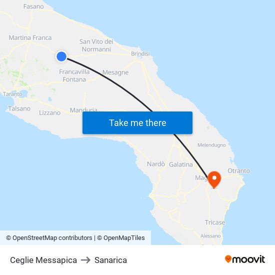 Ceglie Messapica to Sanarica map