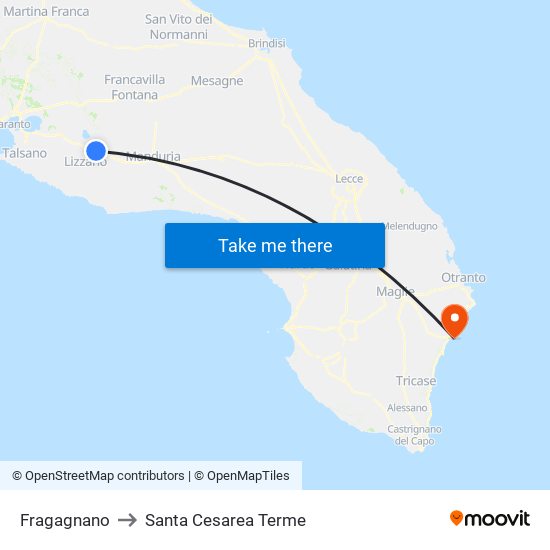 Fragagnano to Santa Cesarea Terme map