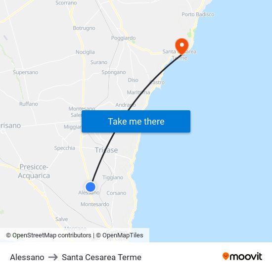 Alessano to Santa Cesarea Terme map