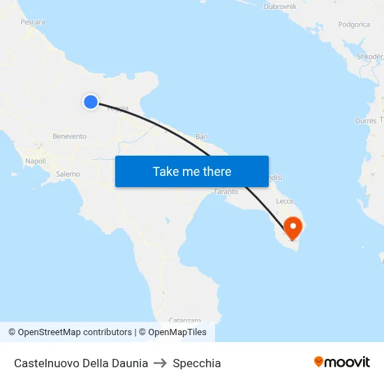 Castelnuovo della Daunia to Specchia map