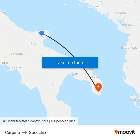 Carpino to Specchia map