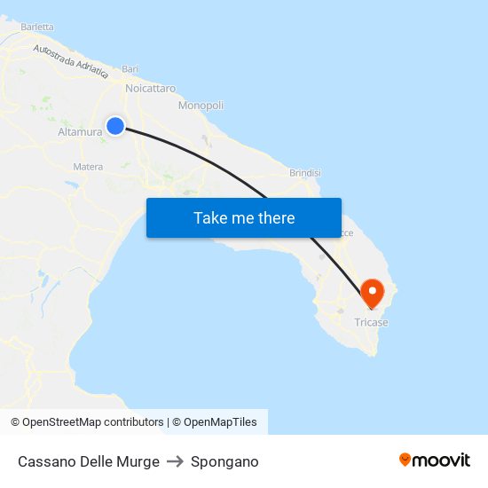 Cassano Delle Murge to Spongano map