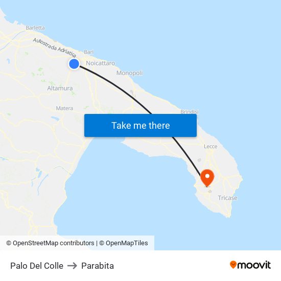 Palo Del Colle to Parabita map