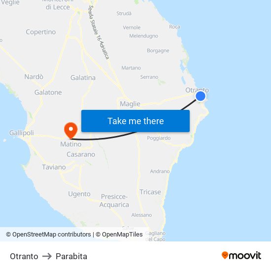Otranto to Parabita map