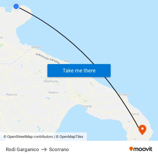 Rodi Garganico to Scorrano map