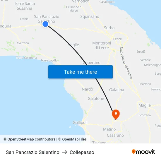 San Pancrazio Salentino to Collepasso map
