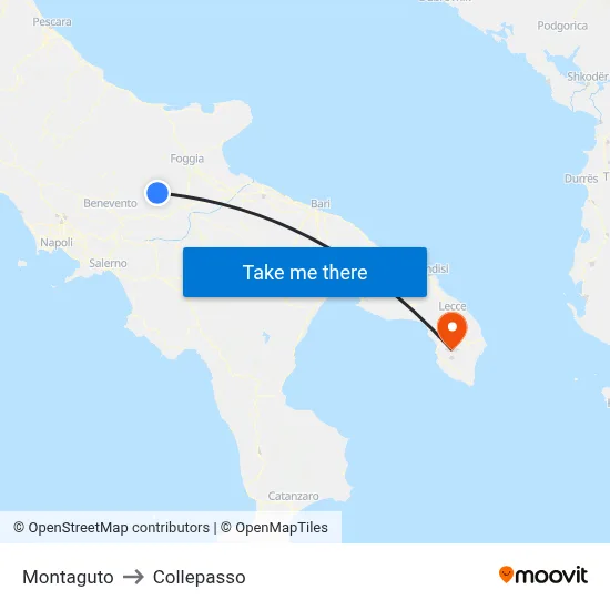 Montaguto to Collepasso map