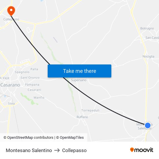 Montesano Salentino to Collepasso map