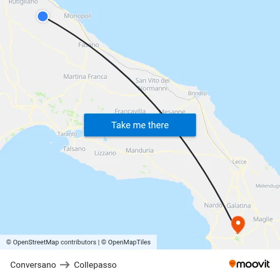 Conversano to Collepasso map