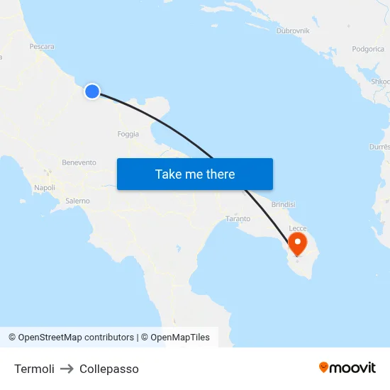 Termoli to Collepasso map