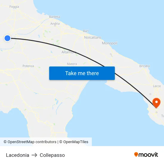 Lacedonia to Collepasso map