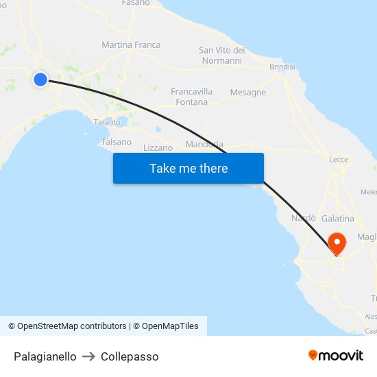 Palagianello to Collepasso map