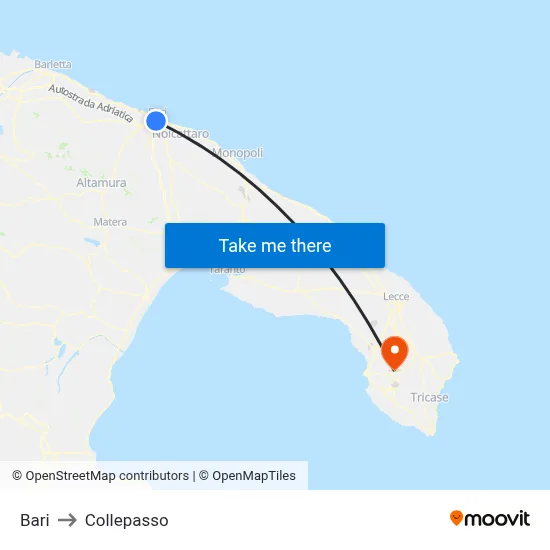 Bari to Collepasso map