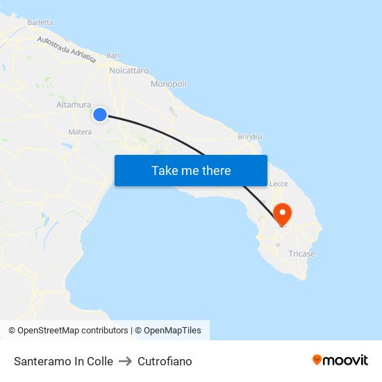 Santeramo In Colle to Cutrofiano map