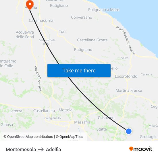 Montemesola to Adelfia map