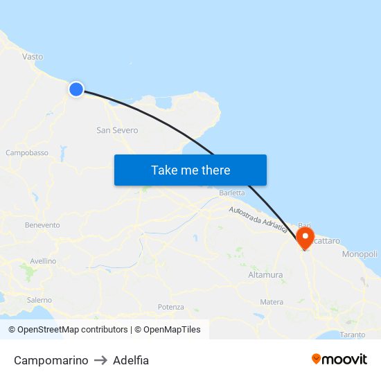 Campomarino to Adelfia map