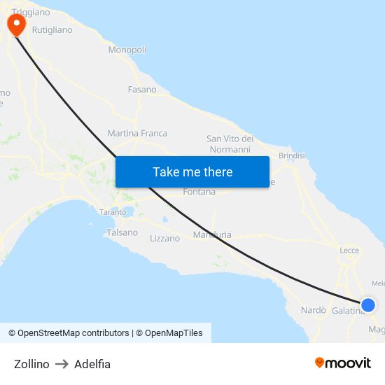 Zollino to Adelfia map