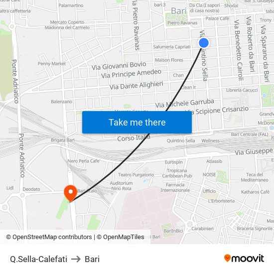 Q.Sella-Calefati to Bari map