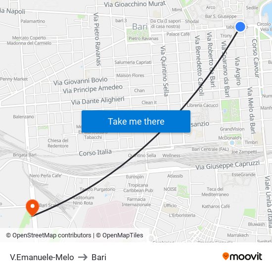 V.Emanuele-Melo to Bari map