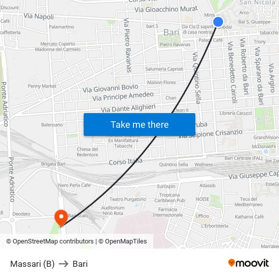 Massari (B) to Bari map