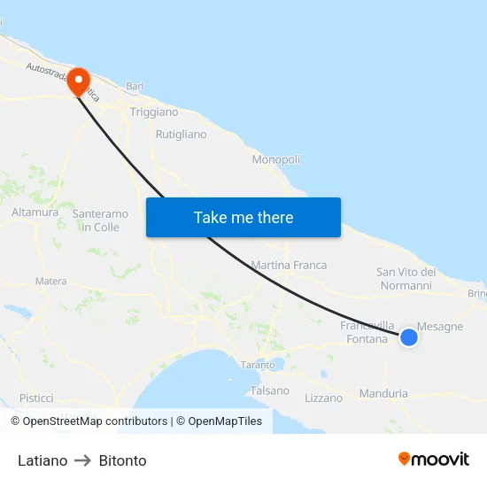 Latiano to Bitonto map