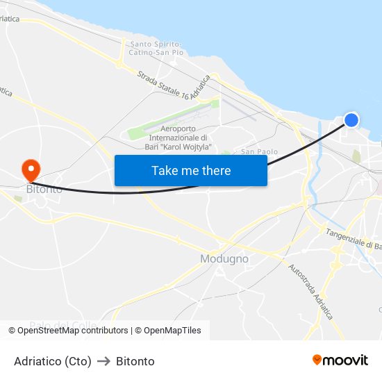 Adriatico (Cto) to Bitonto map
