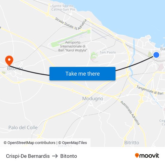 Crispi-De Bernardis to Bitonto map