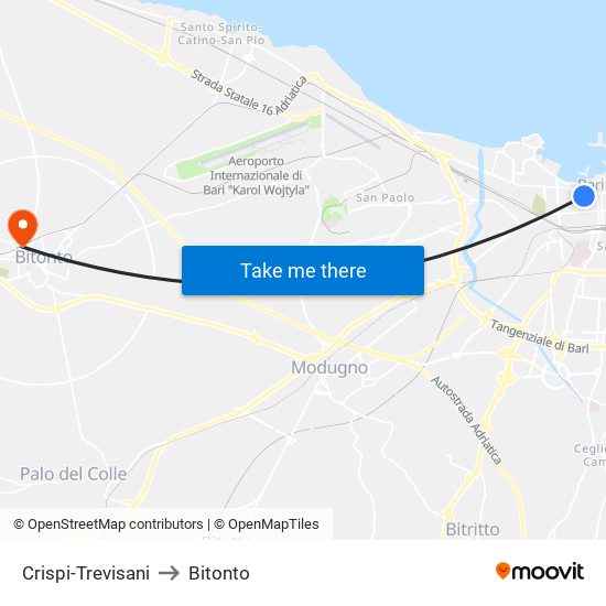 Crispi-Trevisani to Bitonto map