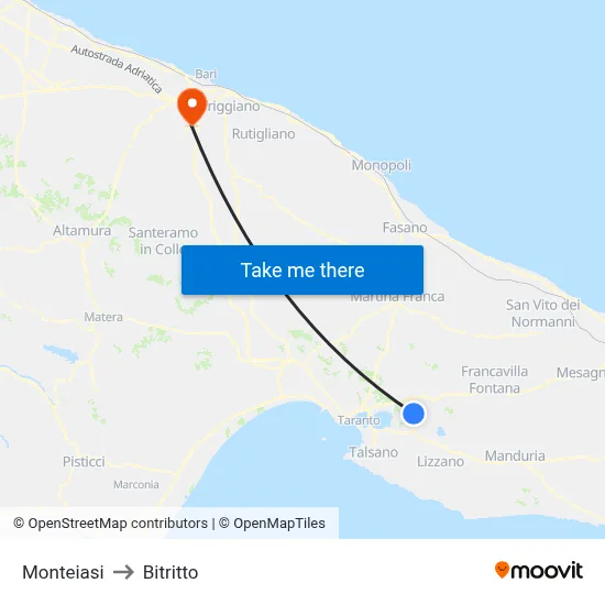 Monteiasi to Bitritto map