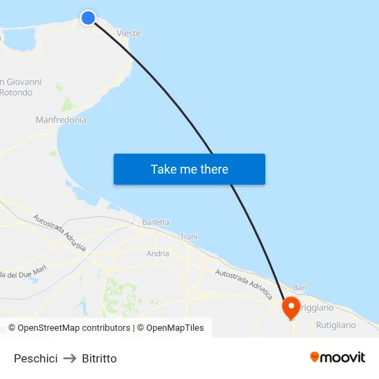 Peschici to Bitritto map