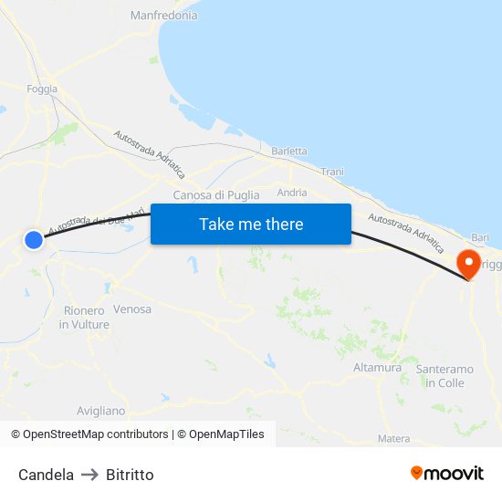 Candela to Bitritto map