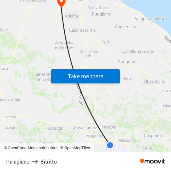 Palagiano to Bitritto map