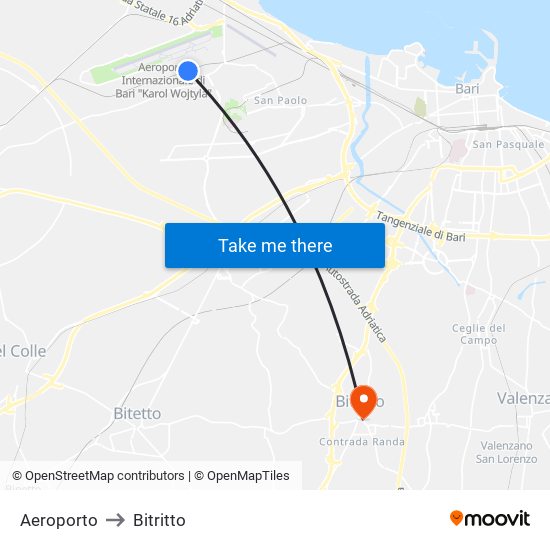 Aeroporto to Bitritto map