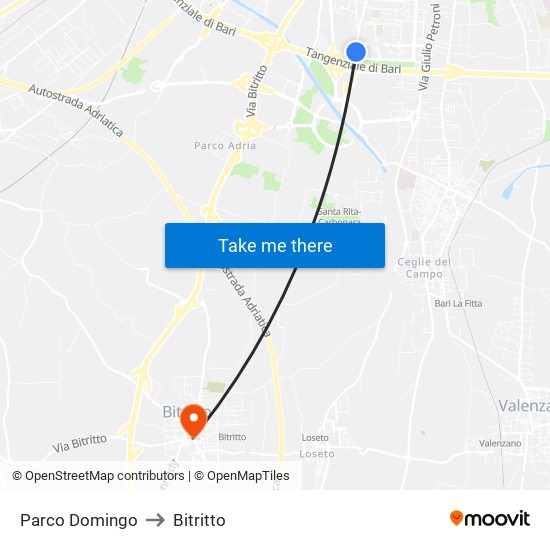 Parco Domingo to Bitritto map