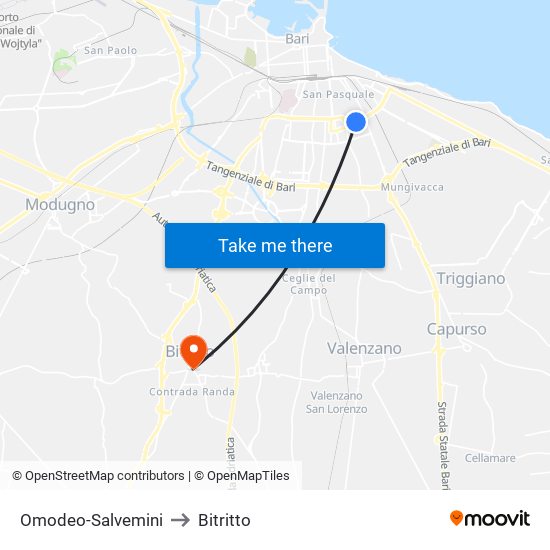 Omodeo-Salvemini to Bitritto map