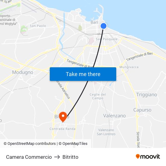 Camera Commercio to Bitritto map