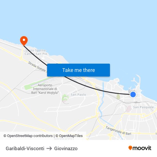 Garibaldi-Visconti to Giovinazzo map