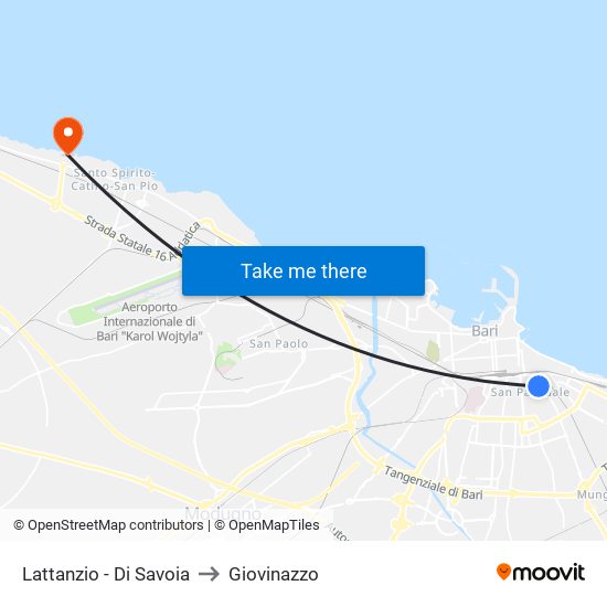 Lattanzio - Di Savoia to Giovinazzo map