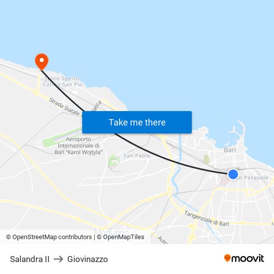 Salandra II to Giovinazzo map