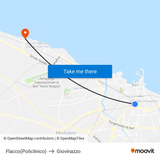 Flacco(Policlinico) to Giovinazzo map