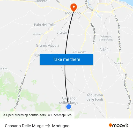 Cassano Delle Murge to Modugno map