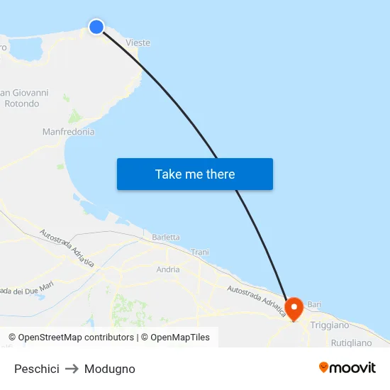 Peschici to Modugno map