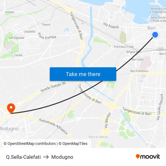 Q.Sella-Calefati to Modugno map