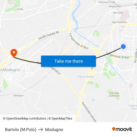 Bartolo (M.Polo) to Modugno map
