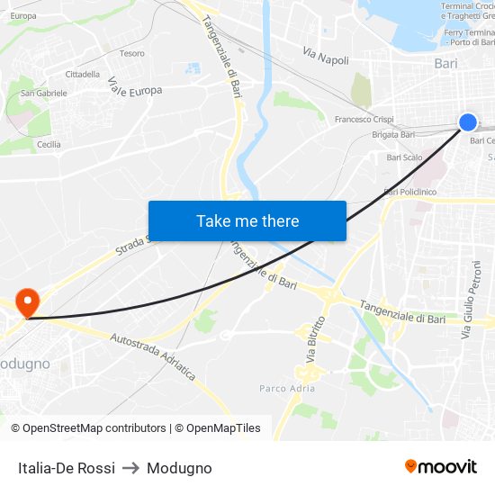 Italia-De Rossi to Modugno map