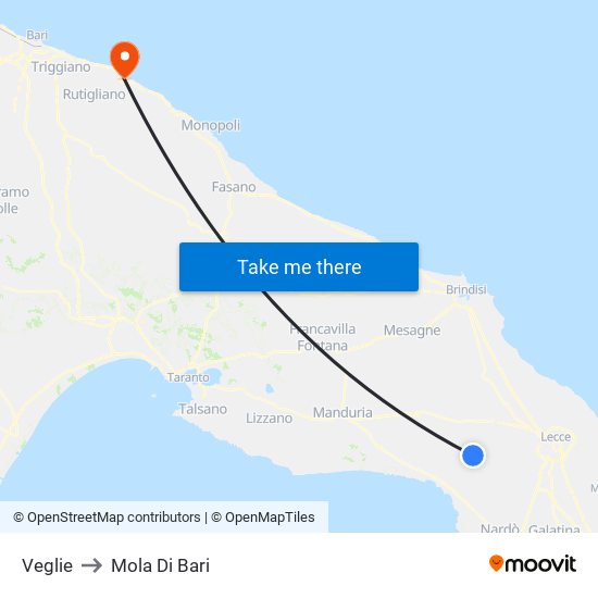 Veglie to Mola Di Bari map
