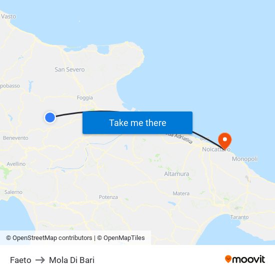 Faeto to Mola Di Bari map