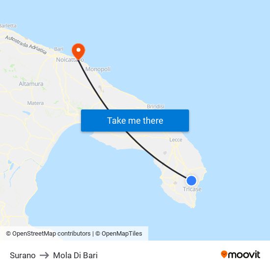 Surano to Mola Di Bari map