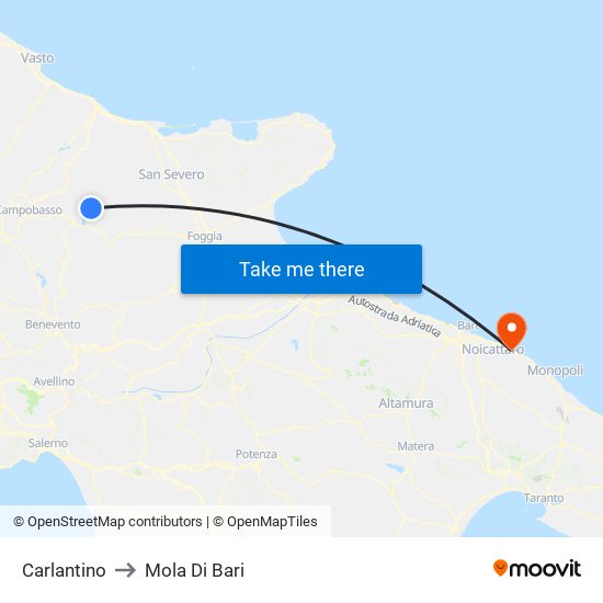 Carlantino to Mola Di Bari map