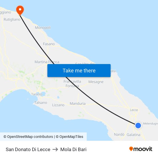 San Donato Di Lecce to Mola Di Bari map